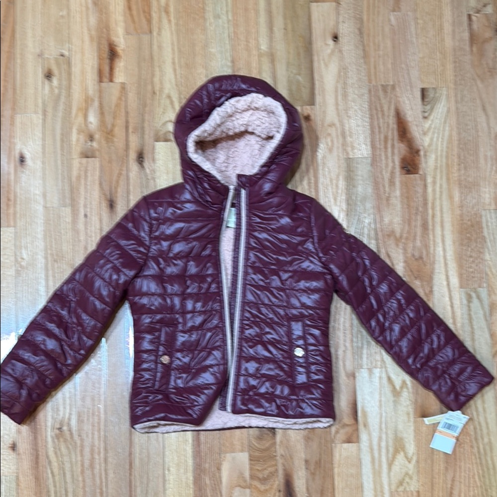 Michael Kors Burgundy Quilted Jacket with Hood